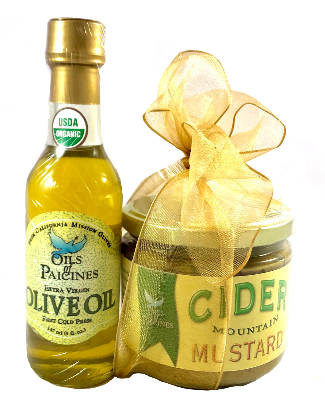 Gourmet Mustard/Organic Olive Oil Gift Set - Choice of 3 Mustard Flavors
